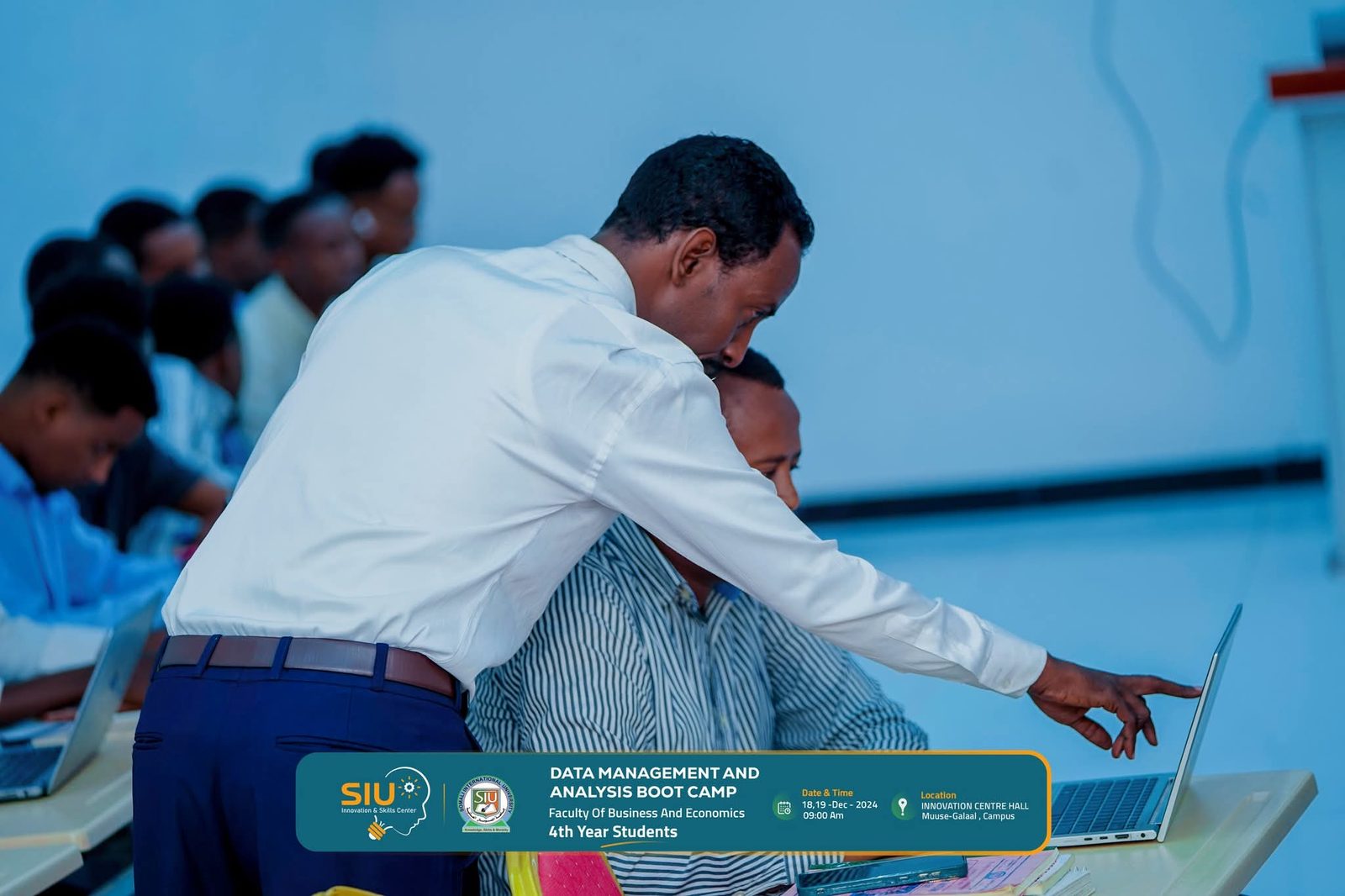 SIU Business Administration students in a training session